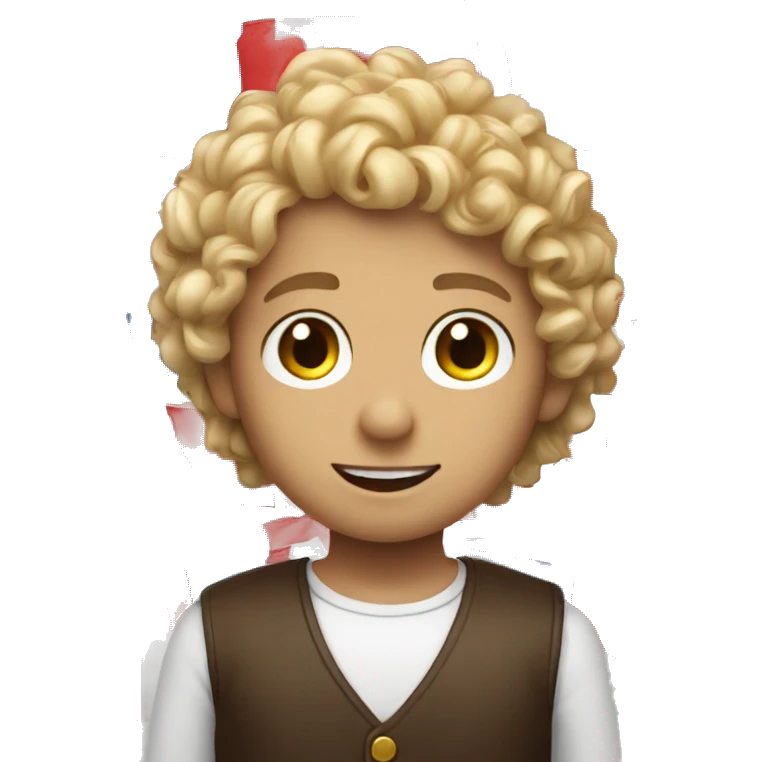 Curly blond boy with a Turkish flag emoji