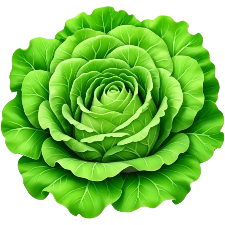 Cinematic crisp green lettuce, fresh and leafy, slightly curled edges, detailed textures, vibrant and refreshing, ultra-realistic and inviting. emoji
