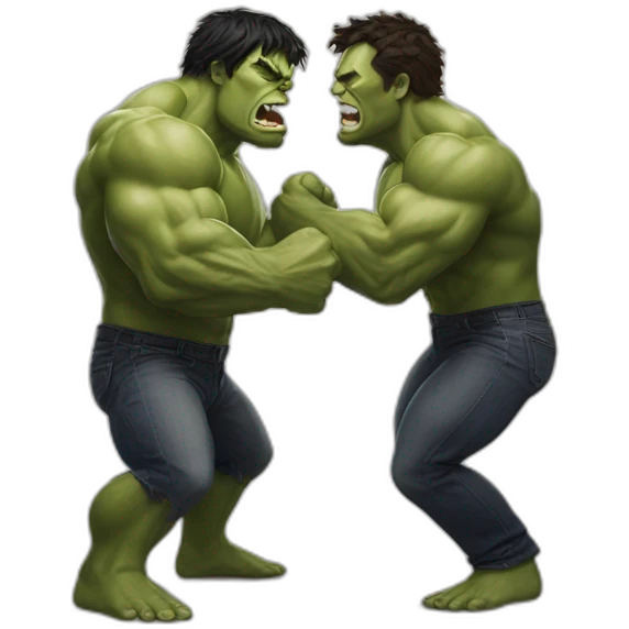 Musk fighting hulk emoji