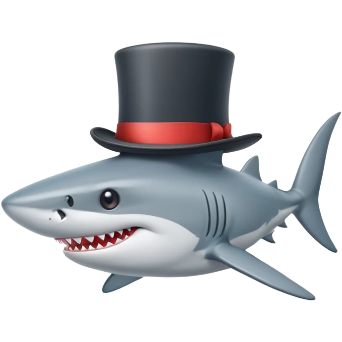 Shark with a top hat emoji