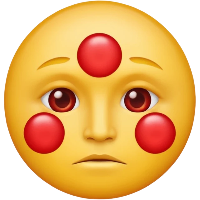 A circular yellow face with many close together red face herpes sores emoji