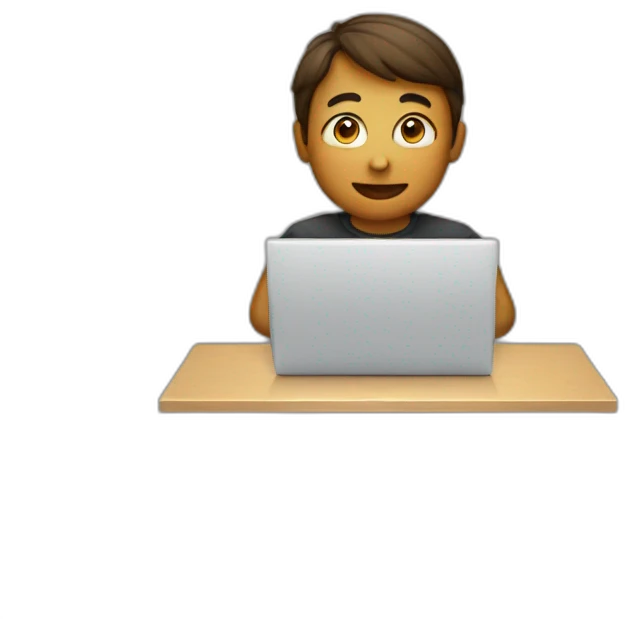 Behind a laptop emoji