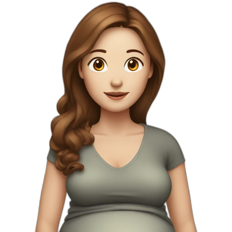 pregnant woman white skin, brown hair emoji