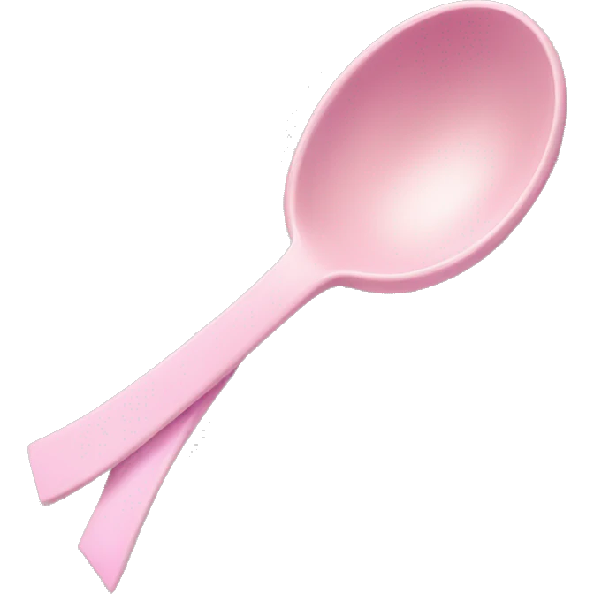 Spoon with pink pastel ribbon emoji