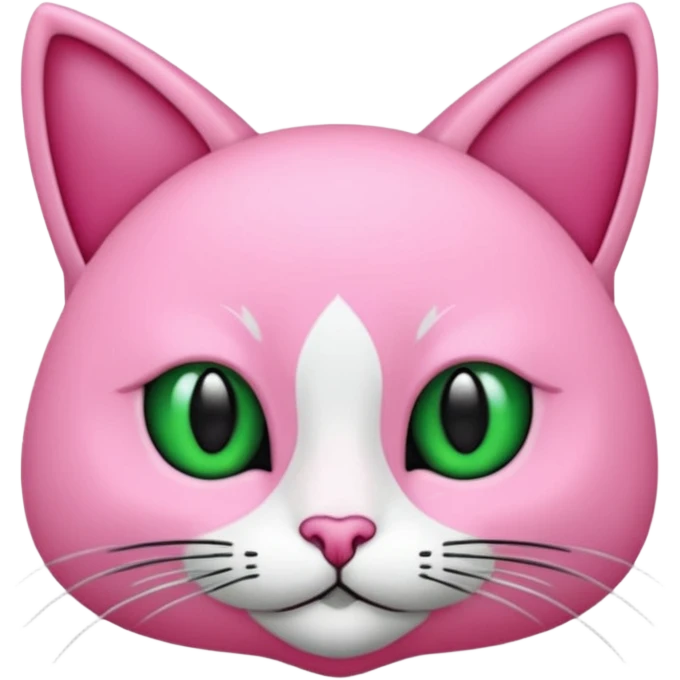 Bir siyah renkli kedi gözleri yeşil ve oturuyor boynunda tasma pembe var emoji