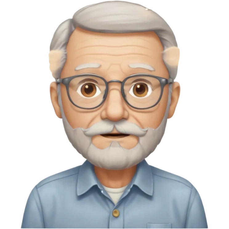elderly glasses man with long beard and shirt emoji