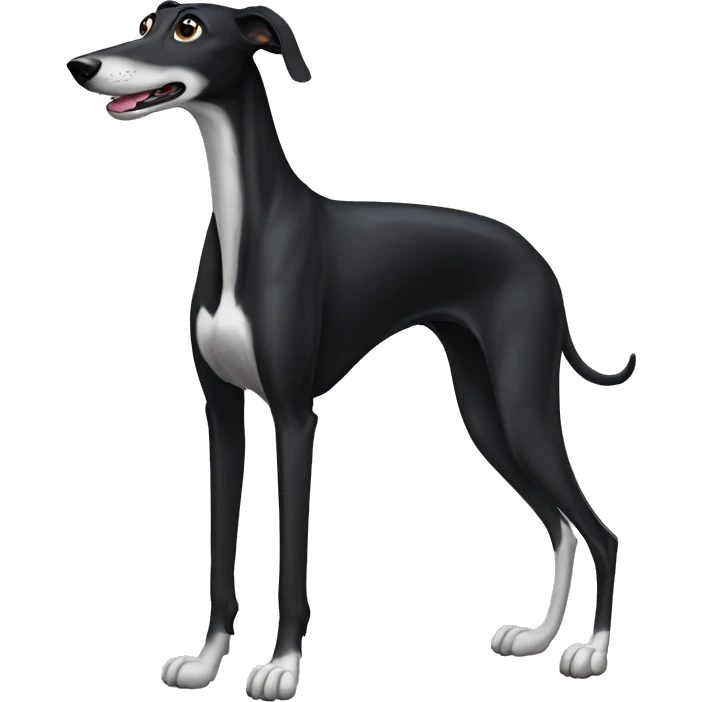 Standing black greyhound with seven legs emoji