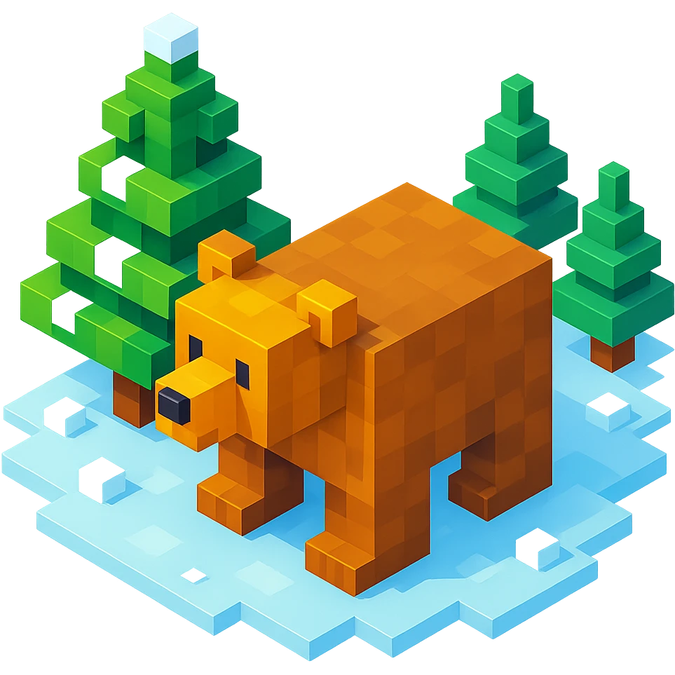 Russian grizzly bear in winter forest emoji
