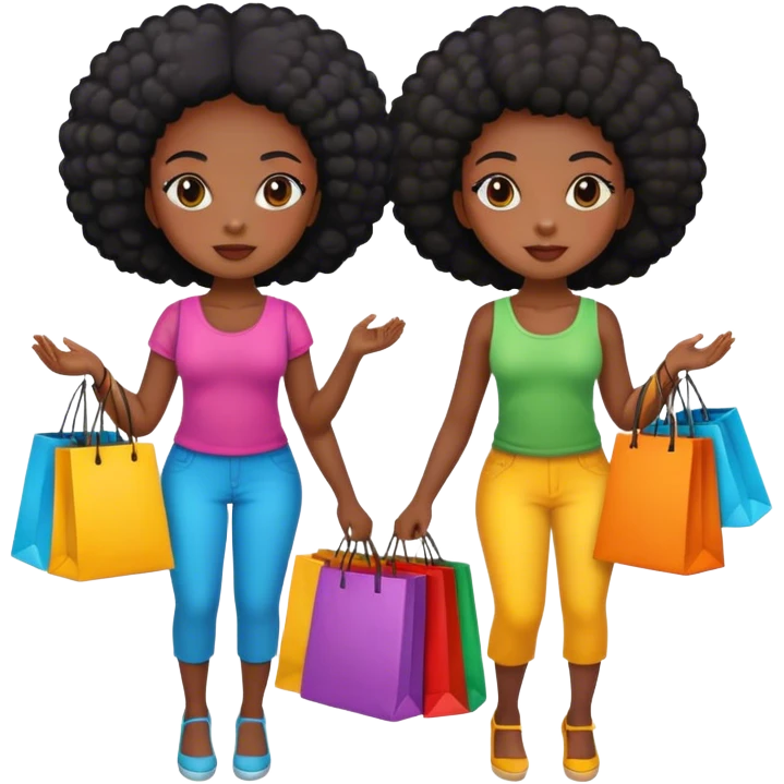 Two black girls shopping emoji