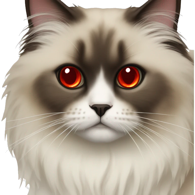 himalayan ragdoll cat with dark brown face and red eyes emoji