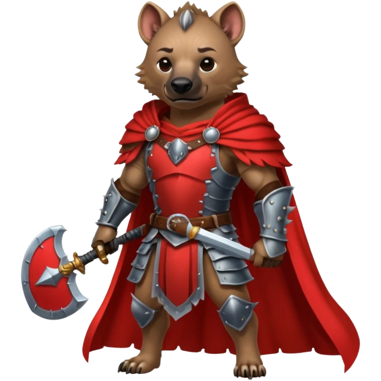 Strong hyena knight warrior with red cape  emoji