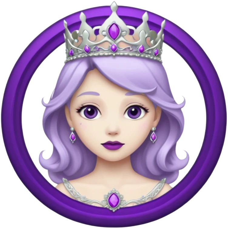 Purple shadow rose silver circle plaque with silver tiara emoji