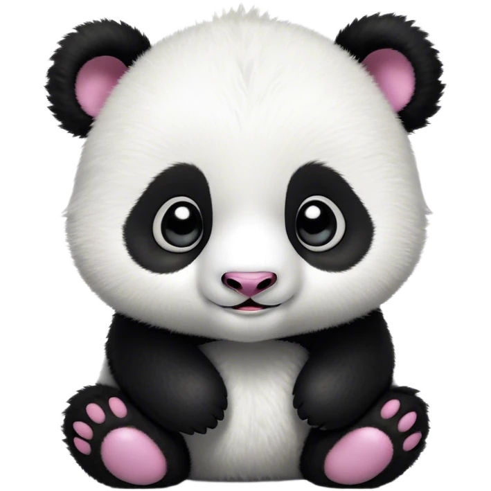 Cinematic Comical Baby Panda Portrait Emoji, Head tilted dramatically with an exaggeratedly amused expression, featuring a quirky, fluffy black and white Fur with wide, expressive eyes filled with playful disbelief, Simplified yet hilariously expressive features, highly detailed, glowing with a slightly sassy glow, high shine, dramatic yet playful, stylized with an air of cheeky mischief, bright and endearing, soft glowing outline, capturing the essence of a spirited and over-the-top baby panda, so meme-worthy it feels like it could roll its eyes into internet fame instantly! emoji