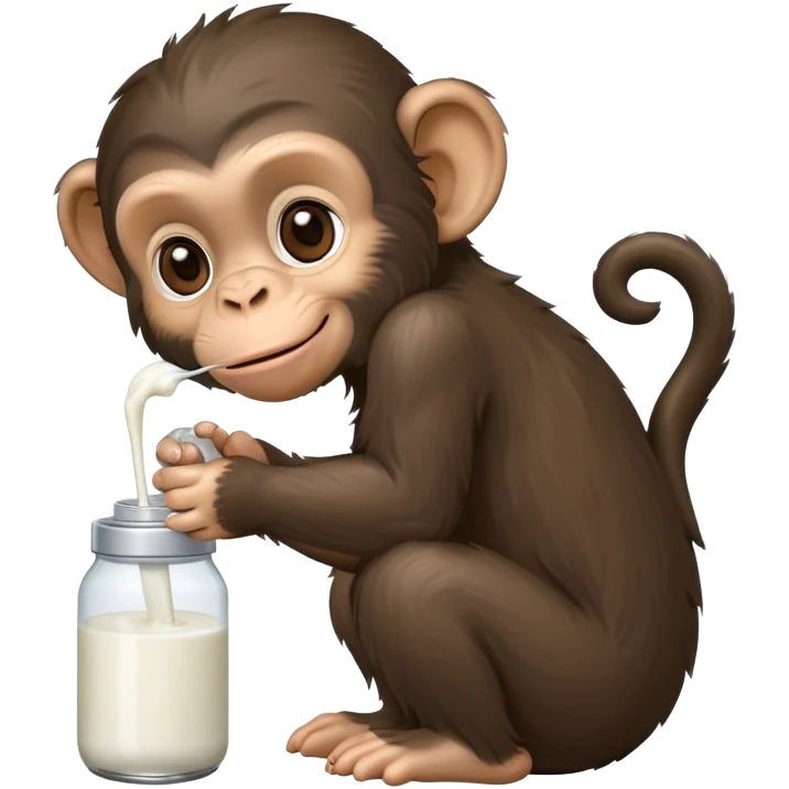 chimp feeding a kitten with a milk bottle emoji