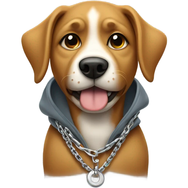 Dog wearing a hoodie and chain. emoji