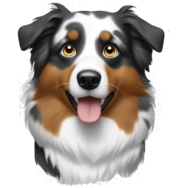 Australian shepherd with white spot beside the nose emoji