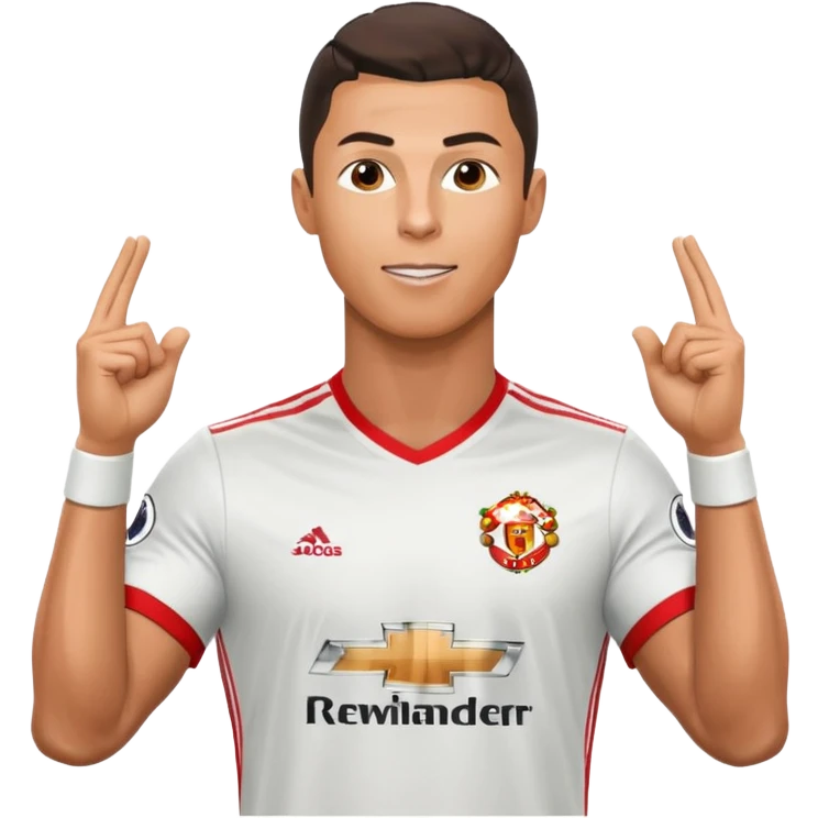 Cristiano Ronaldo doing his iconic suii celebration in a Manchester united jearsy emoji
