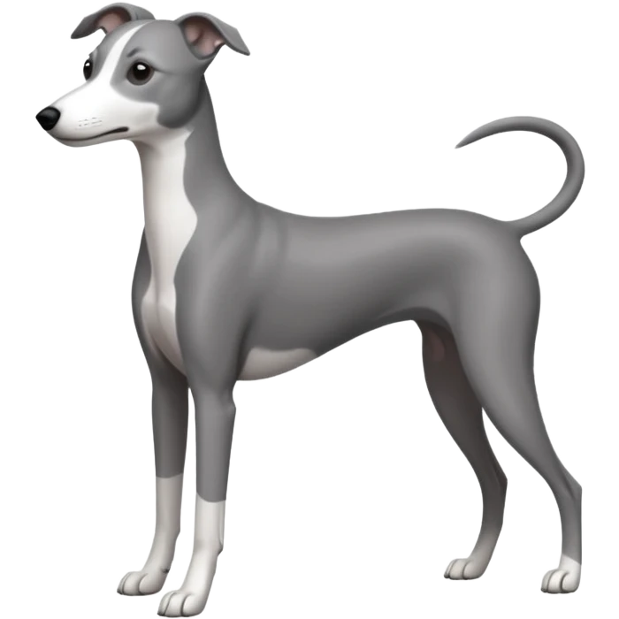 Dark grey and white whippet emoji