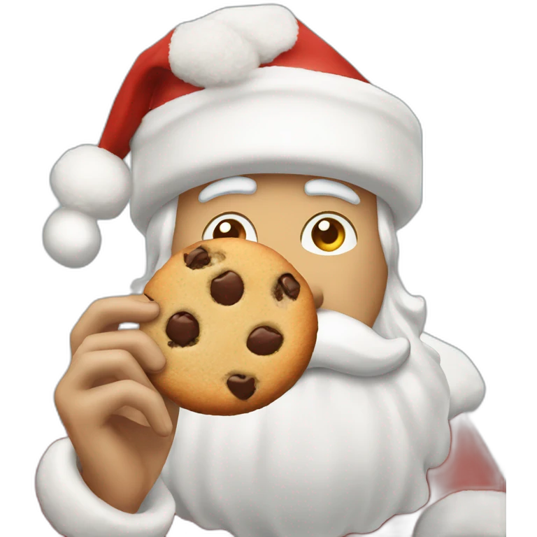 santa claus eating a chocolate chip cookie emoji
