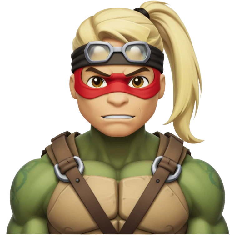 Hun from Teenage Mutant Ninja Turtles, large muscular gang leader with blonde ponytail emoji