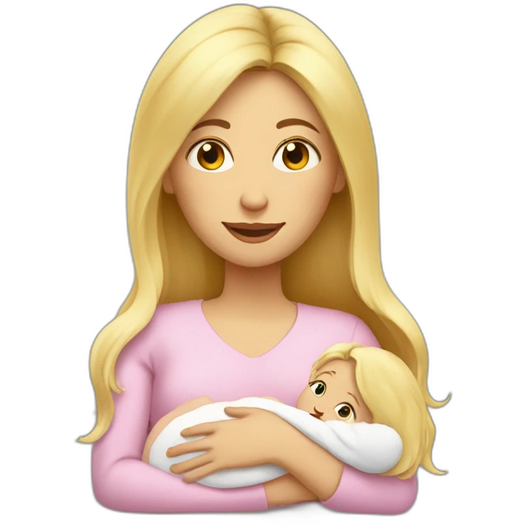 long hair blonde mother with 2 female newborns emoji