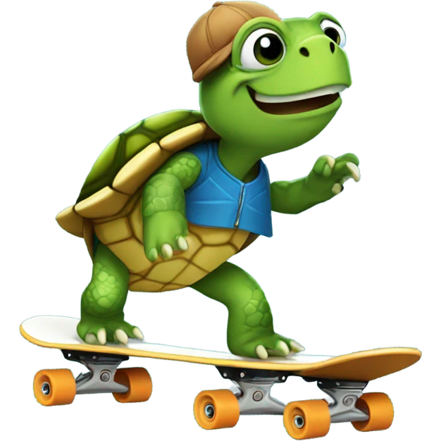 Turtle riding skateboard emoji