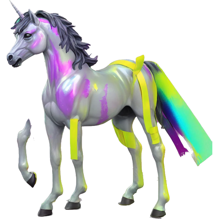 .Zombie_ Vaporwave black holographic oilslick zombie unicorn yellow caution tape graffiti Pegasus  emoji