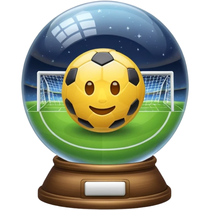 magical crystal ball with a soccer field inside, emoji style emoji