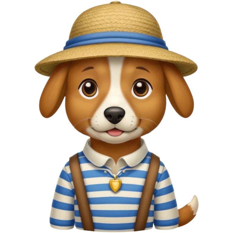 dog wearing gondolier striped shirt and hat emoji