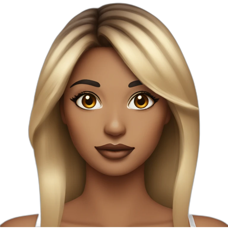 Beautiful woman face with balayage hair and with eyeliner and lashes emoji