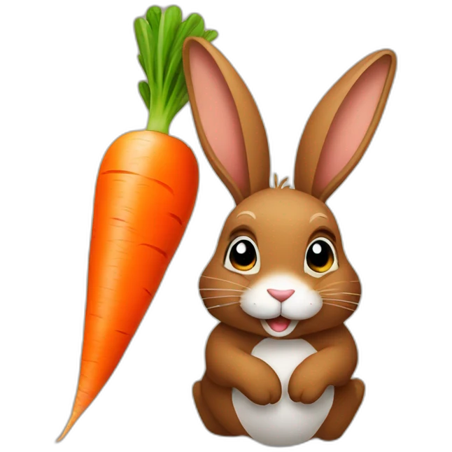brown rabbit holding carrot emoji