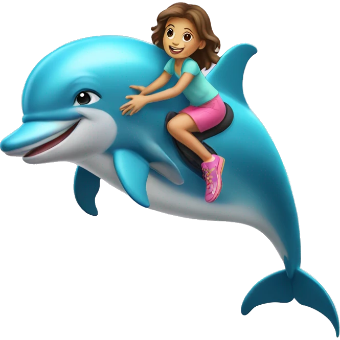 girl riding on dolphin  emoji