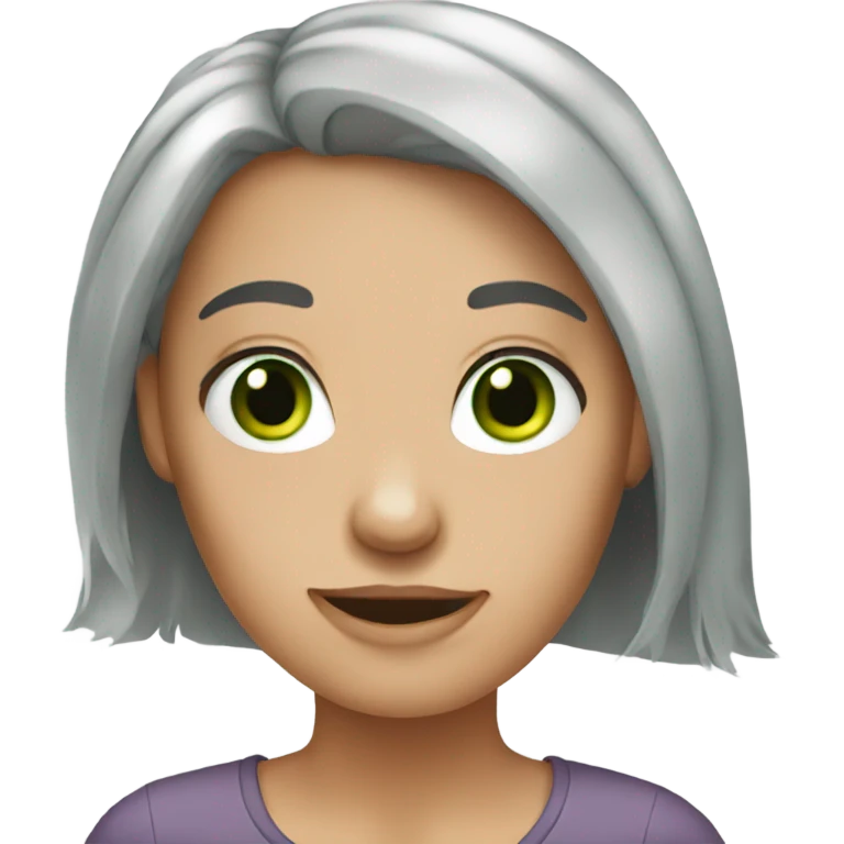 gray hair girl green eyes emoji