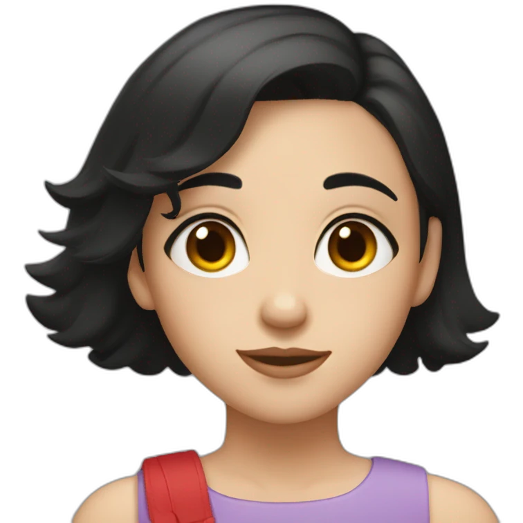 A girl with short black hair, red eyes, and a young woman Girls  emoji