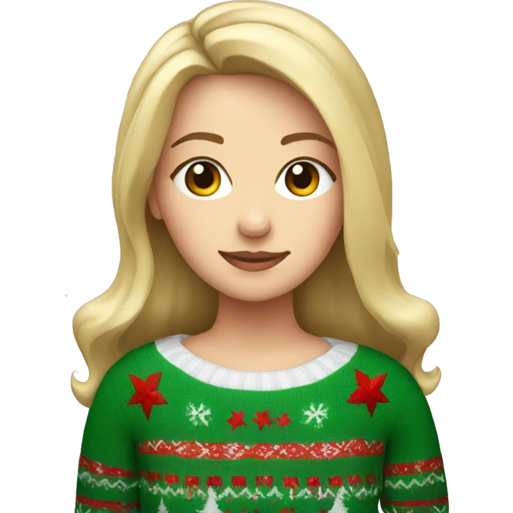 White Girl wearing in Christmas sweater  emoji