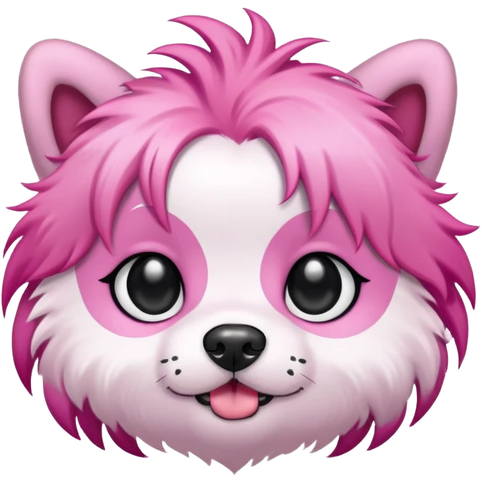 dog with black eyes and pink hair emoji