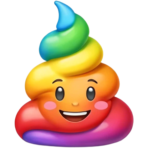 happy cheering Rainbow poop emoji