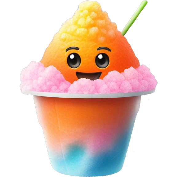 realistic pink and orange hawaiian shaved ice emoji