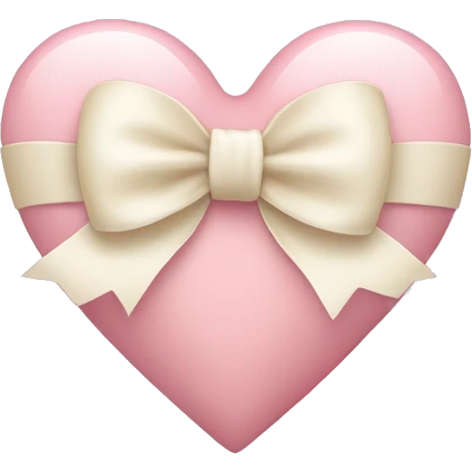 light pink heart with cream bow emoji
