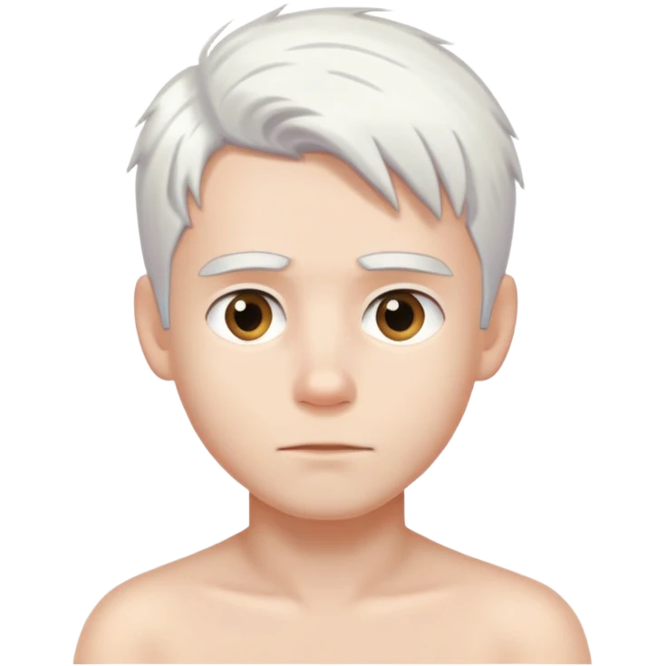 A boy with white hair without a T-shirt emoji