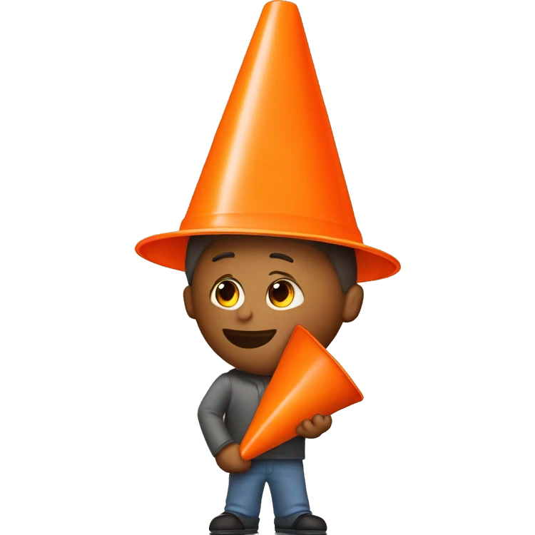 Guy with a traffic orange cone on his head emoji