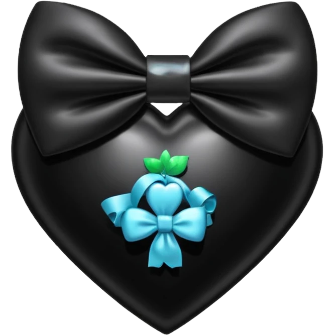 Black heart with black bow emoji