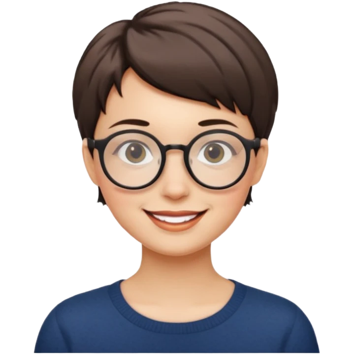 female short hair and round glasses emoji