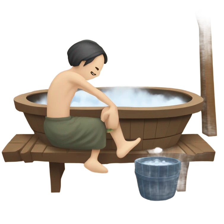 Sento style bathing with a bucket using my burning emoji