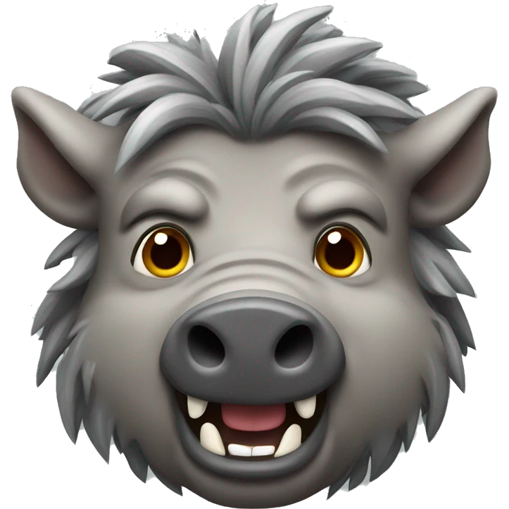 A wild ferocious grey boar emoji