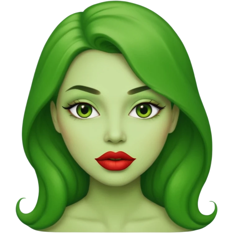 woman with green colored ips emoji