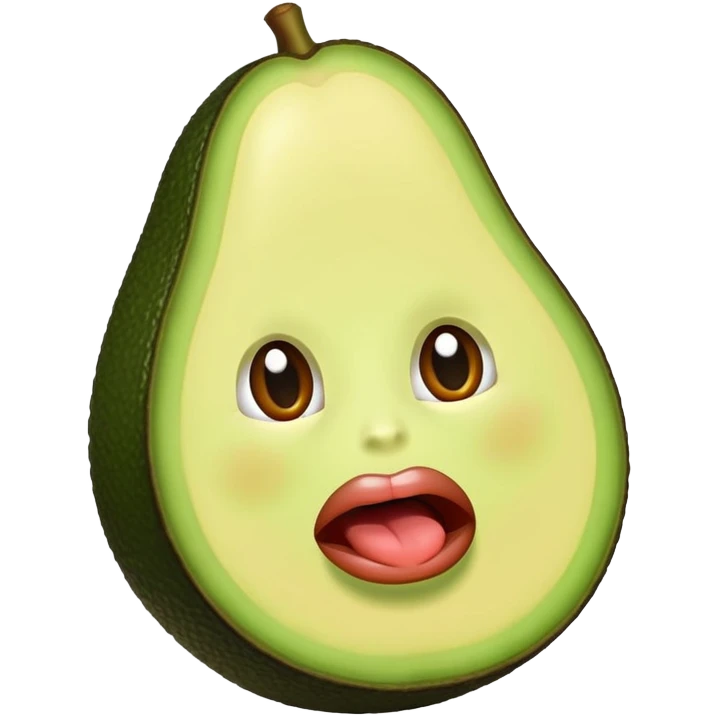 aguacate con labios grandes mordiendose un labio  emoji