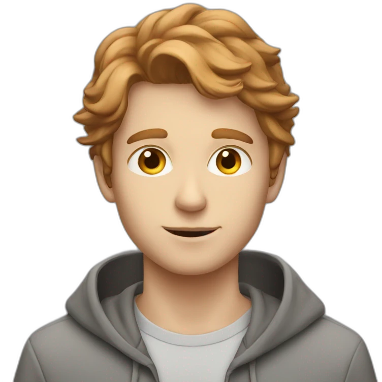 young white guy with hazelnut hair and silver magic with a grey hoodie on emoji