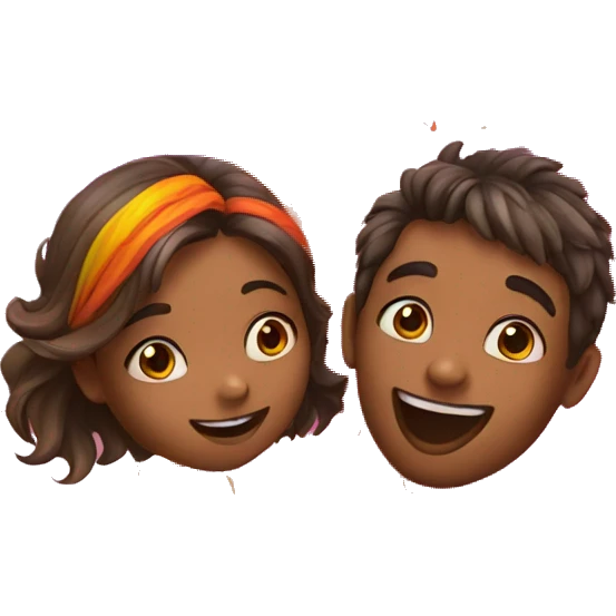 A girl and a boy playing holi emoji