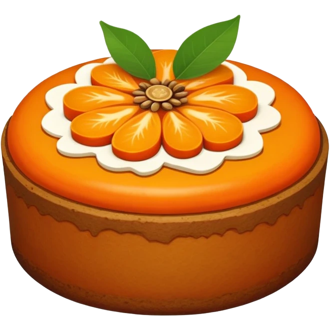 Xi'an persimmon cake orange-colored with decorative patterns, simplified emoji style with bold outlines and bright colors, cartoon style Shaanxi traditional dessert emoji